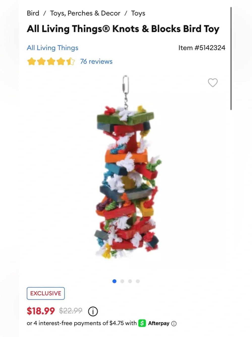 All Living Things® Knots & Blocks Bird Toy
